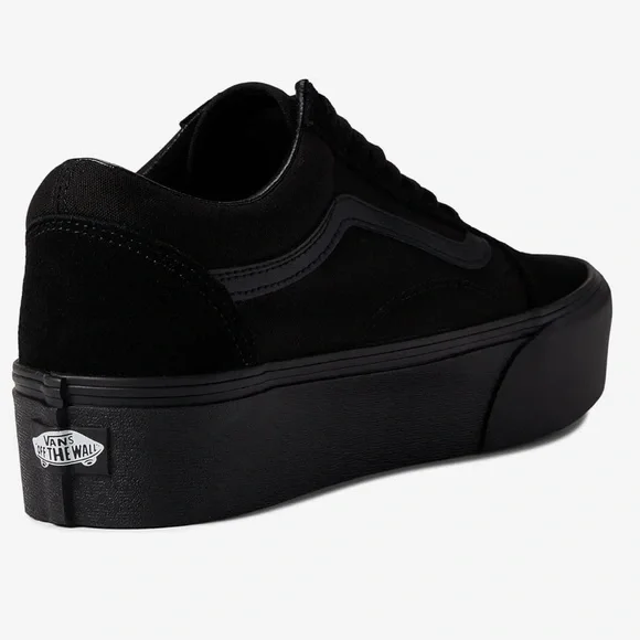 New Vans Old Skool Stackform Platform Sneakers Suede/Canvas Black Monochrome - Picture 2 of 12